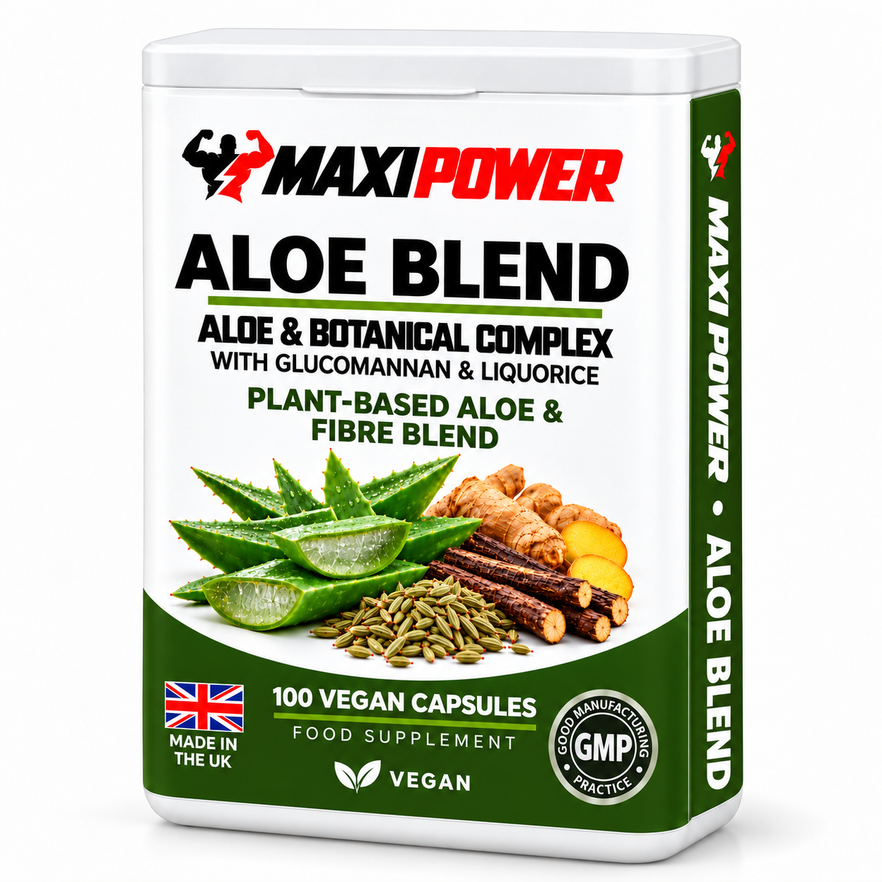 MAXIPOWER_ALOE_BLEND_packshot MAXI POWER ALOE BLEND aloe vera capsules – 100 vegan capsules