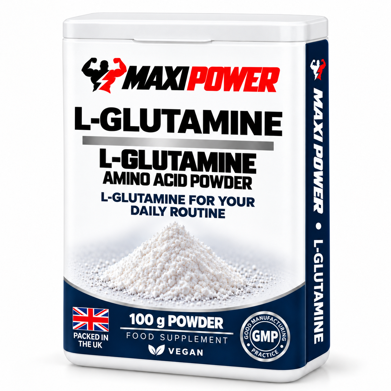 MAXIPOWER_L-GLUTAMINE_packshot MAXI POWER L-GLUTAMINE – packaging visualisation