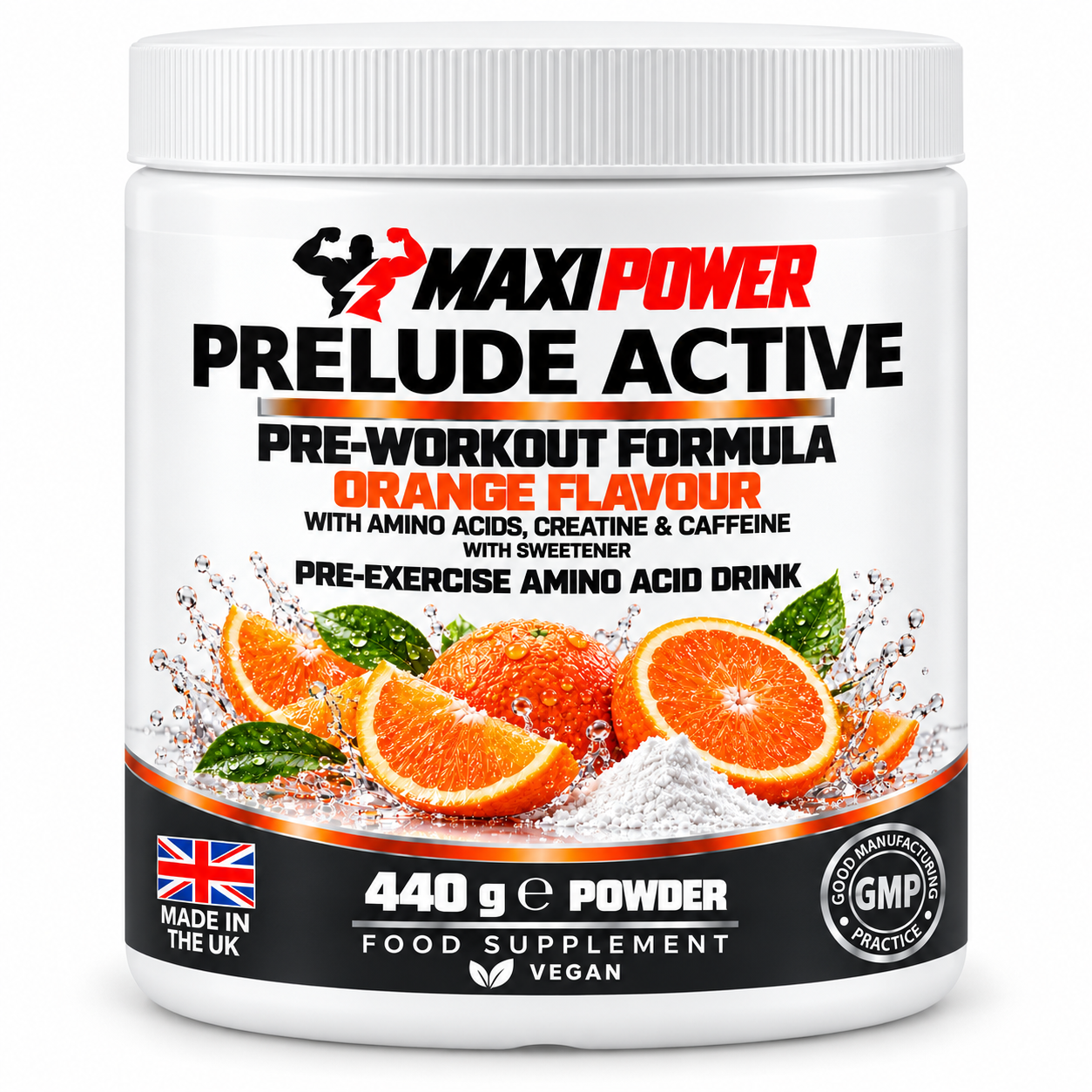 Maxi Power Powder Tub Packshot (1) MAXI POWER pre workout powder supplement